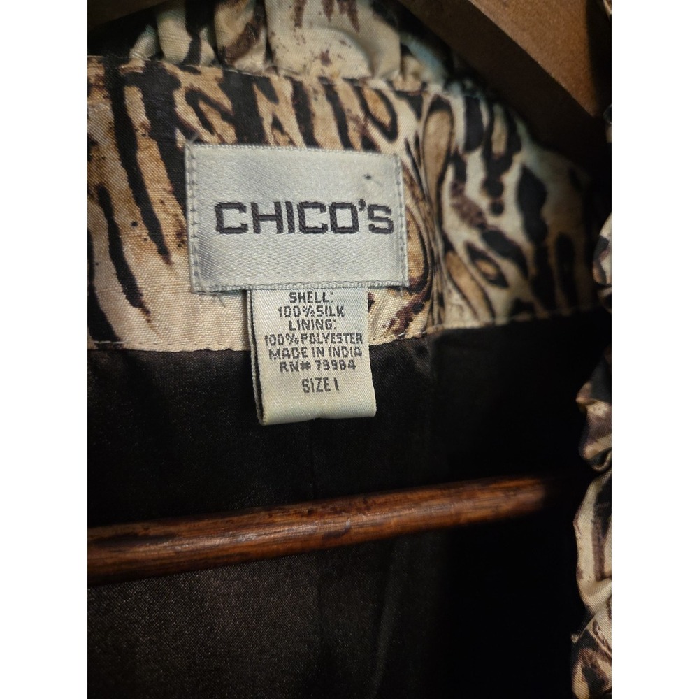chicos size 1 ,100% Silk Animal Print Open Jacket, Workwear, Vacation, Dinner... - Picture 3 of 6